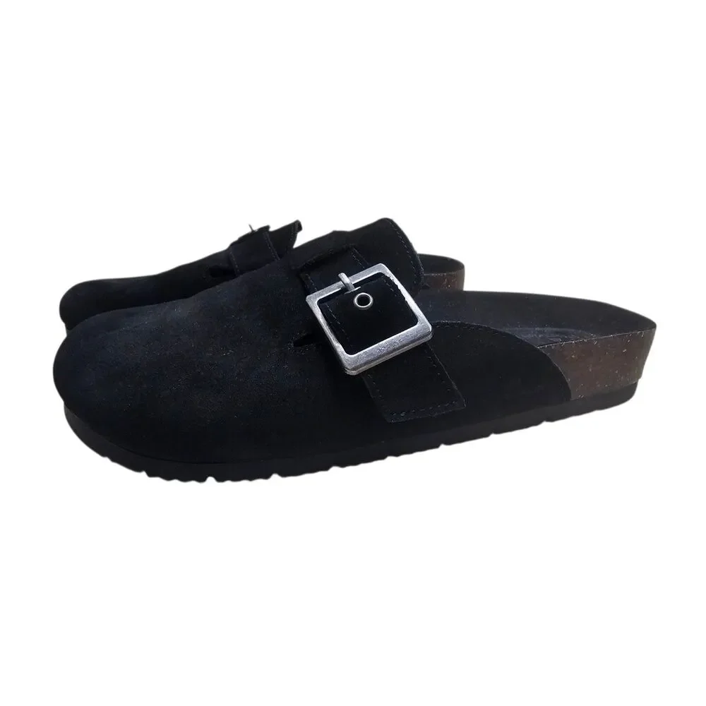 Staheekum Women's Suede Buckle Clog Black 9